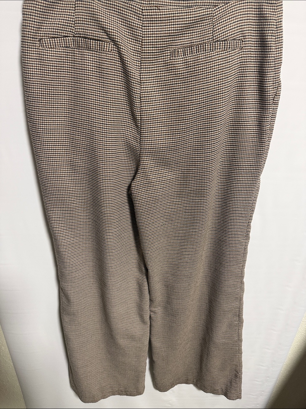 Steve Madden Brown Houndstooth High Waisted Wide Leg Pleated Pants Size Large - Picture 9 of 13